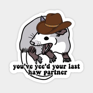 Cowboy Possum Shirt Sticker | You've yee'd your last haw | Possum Sticker | Sticker for Laptop | Funny Sticker Magnet