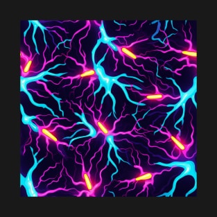 Neon Synapse: Electric Neural Network Inspired Digital Art T-Shirt