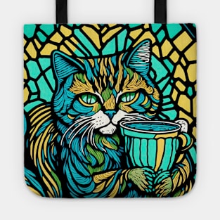 Cat with a cup Tote