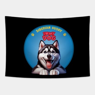 I Love my dog Siberian Husky Tapestry