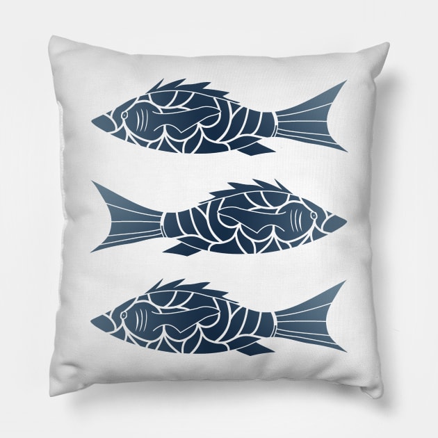 Gradient Ocean Fish Pillow by i2studio