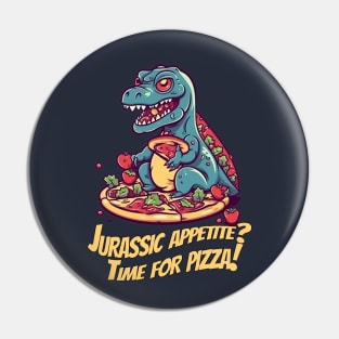 Rawrsome Pizza Lover Dinosaur T-Shirt Design Pin