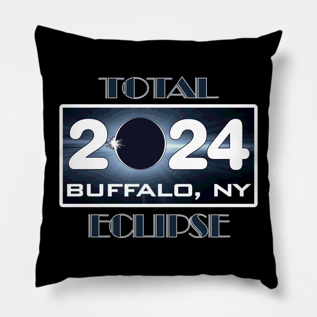 Eclipse Buffalo New York Total Solar Eclipse April 2024 Totality Pillow by DesignFunk