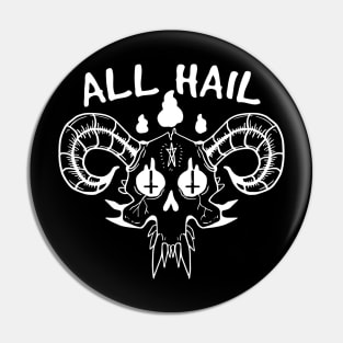 Satanic All Hail Skull Pin