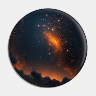 With pattern, sky with stars, dark blue, dark orange Pin