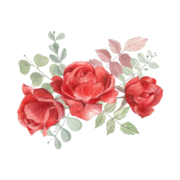 Classical Red Roses by Flowersforbear