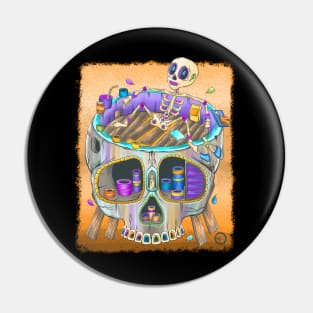 Skeleton Relaxing Day Off - Día De Los Muertos - Vacation Mode - Cute Skeleton Pin