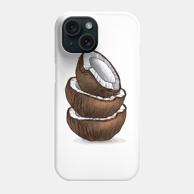 Coconut hand Drawn Fruit Phone Case by Mako Design 