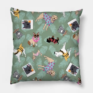 Animals on tropical vacation on sage Pillow