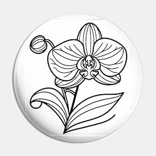 Black And White Orchid Design Pin