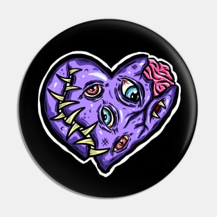 Zombie Heart Tooth Brain Purple Valentines Day Pin