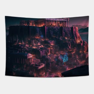 Acropolis Cyberpunk style Tapestry