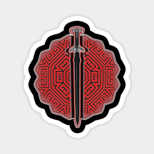 Black Sword On Pattern Maze Magnet