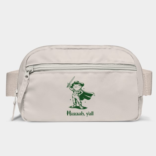 Funny Frog in Overalls Cheering Huzzah, Y'all! vintage retro design by Luxinda
