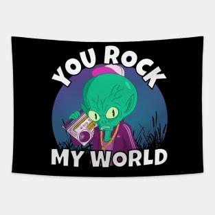 Alien Rock My World - Alien With Boombox Tapestry