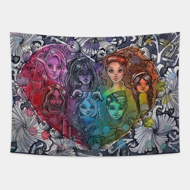 Rainbow heroes Tapestry by selandrian