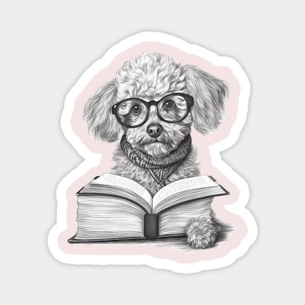 Poodle reading book Magnet by Tees of Joy