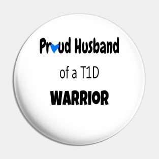 Copy of Proud Husband Black Text Blue Heart Pin