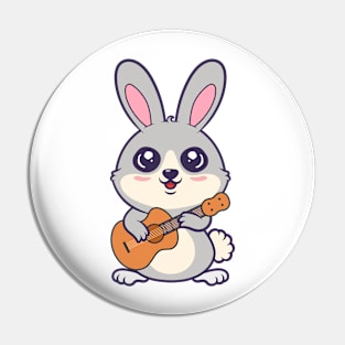 Kawaii Bunny Playing Acoustic Guitar Cartoon Pin