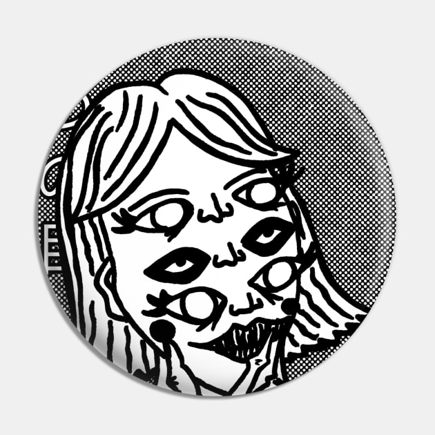 Six Eyes Woman Halloween Mask Anime Manga Inspired Drawing Pin by Awful Waffle Press