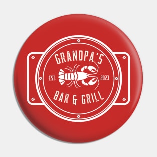 Grandpa's Lobster Pot White Design Pin