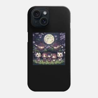 Cute Girl Cats in Japanese Traditional Horror Costume for Summer Night Party Phone Case