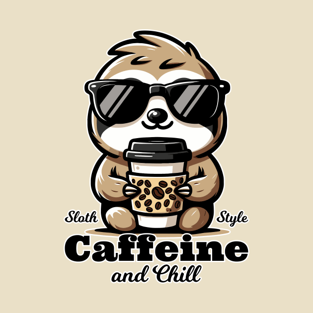 Cute Sloth Coffee - Caffeine and Chill by Muslimory