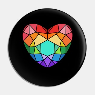 LGBTQ Pride Flag Gemstone Heart Design Pin