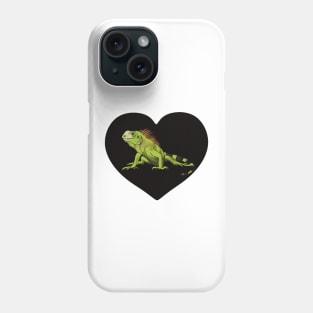 Iguana Heart for Iguana Lovers, Black Phone Case