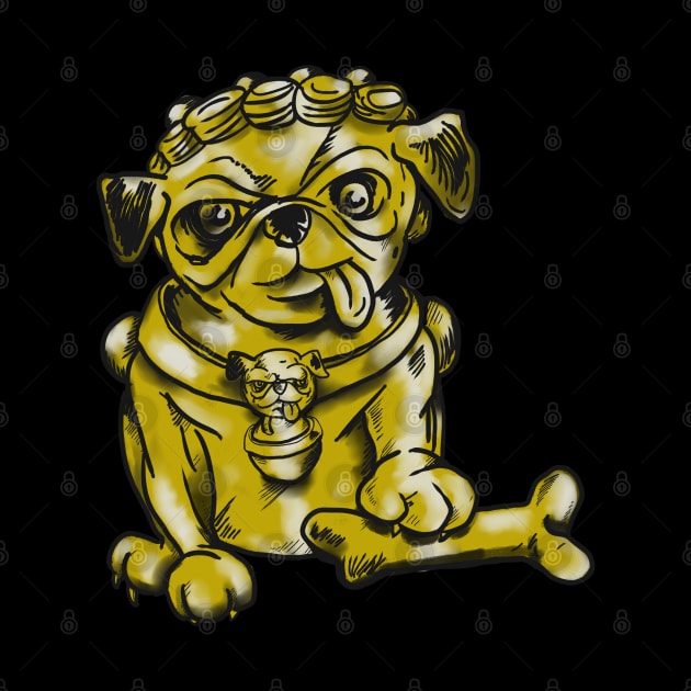 Gold Guardian Pug Foo Dog by silentrob668