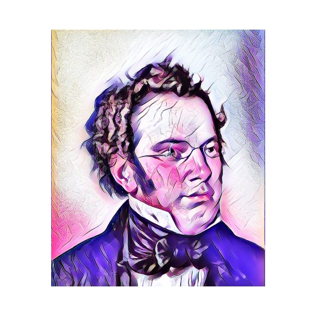 Franz Schubert Pink Portrait | Franz Schubert Artwork 7 by JustLit