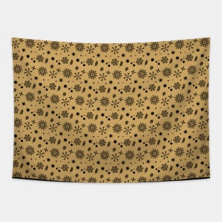 Golden Black Christmas Pattern Tapestry