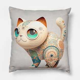 Green eyed cut cat Pillow