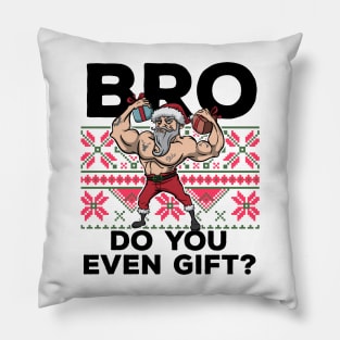 Ugly Christmas Workout Lifting Santa Claus Gym Fitness Gift Pillow