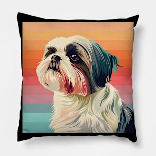 Retro Shih Tzu: Pastel Pup Revival Pillow