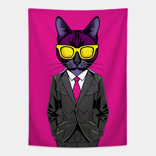 Cat Boss In Elegant Suit Tapestry by Liesl Weppen