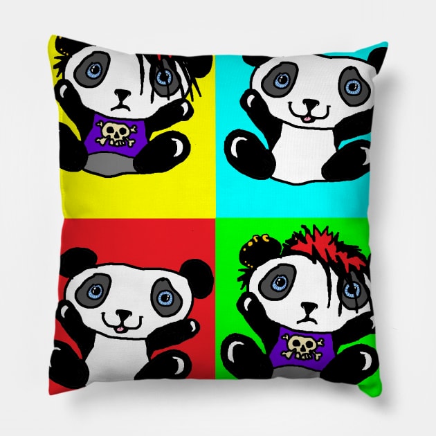 pop Art Panda Gothic Emo by LowEndGraphics Pillow by LowEndGraphics