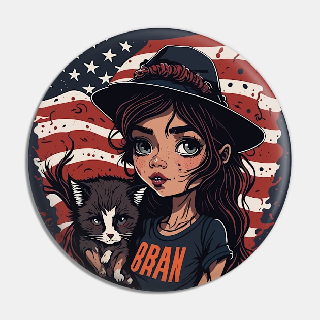 Patriotic Cat Mother Pin by By_Russso