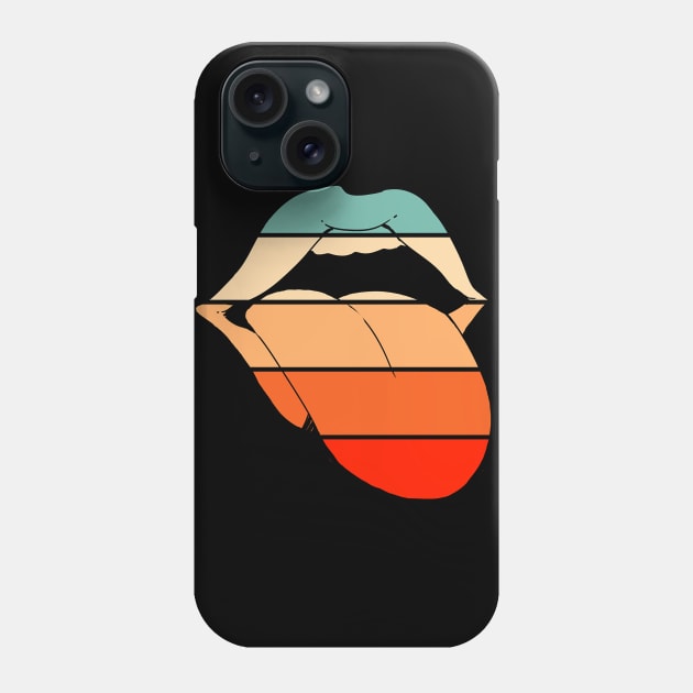 Retro Vintage Lips Sticking Out Tongue Print Phone Case by Hutchew