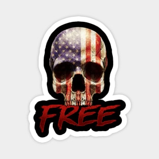 Free Skull American Flag US Tee American Flag Patriot Magnet