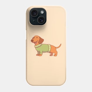 Red dachshund wearing a green sweater Phone Case