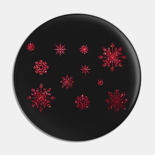 Red Faux Glitter Snowflakes Pin