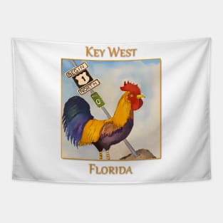 Key West Rooster add Mile Marker 0, Florida Tapestry