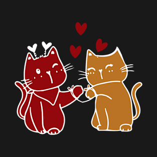 Happy Valentines Day Love Cute Heart Cats Animal T-Shirt