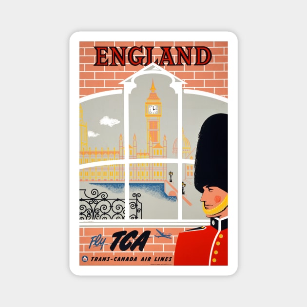 Vintage Travel Poster England Fly TCA Magnet by vintagetreasure