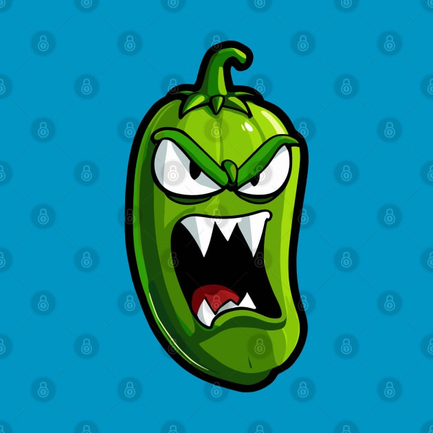 Angry Green Jalapeno Pepper by MonkaGraphics