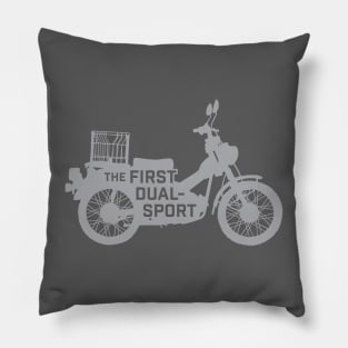 The First Dual-Sport Motorcycle (Gray) Pillow