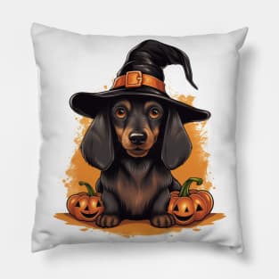 Sausage puppy Dog Halloween Pillow