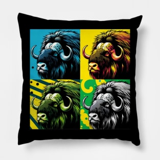 Arctic Vanguard Pop Art Musk Ox - Bold Wilderness Pillow