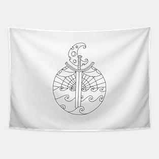 Sword in the Sea Fantasy Mandala Design Tapestry